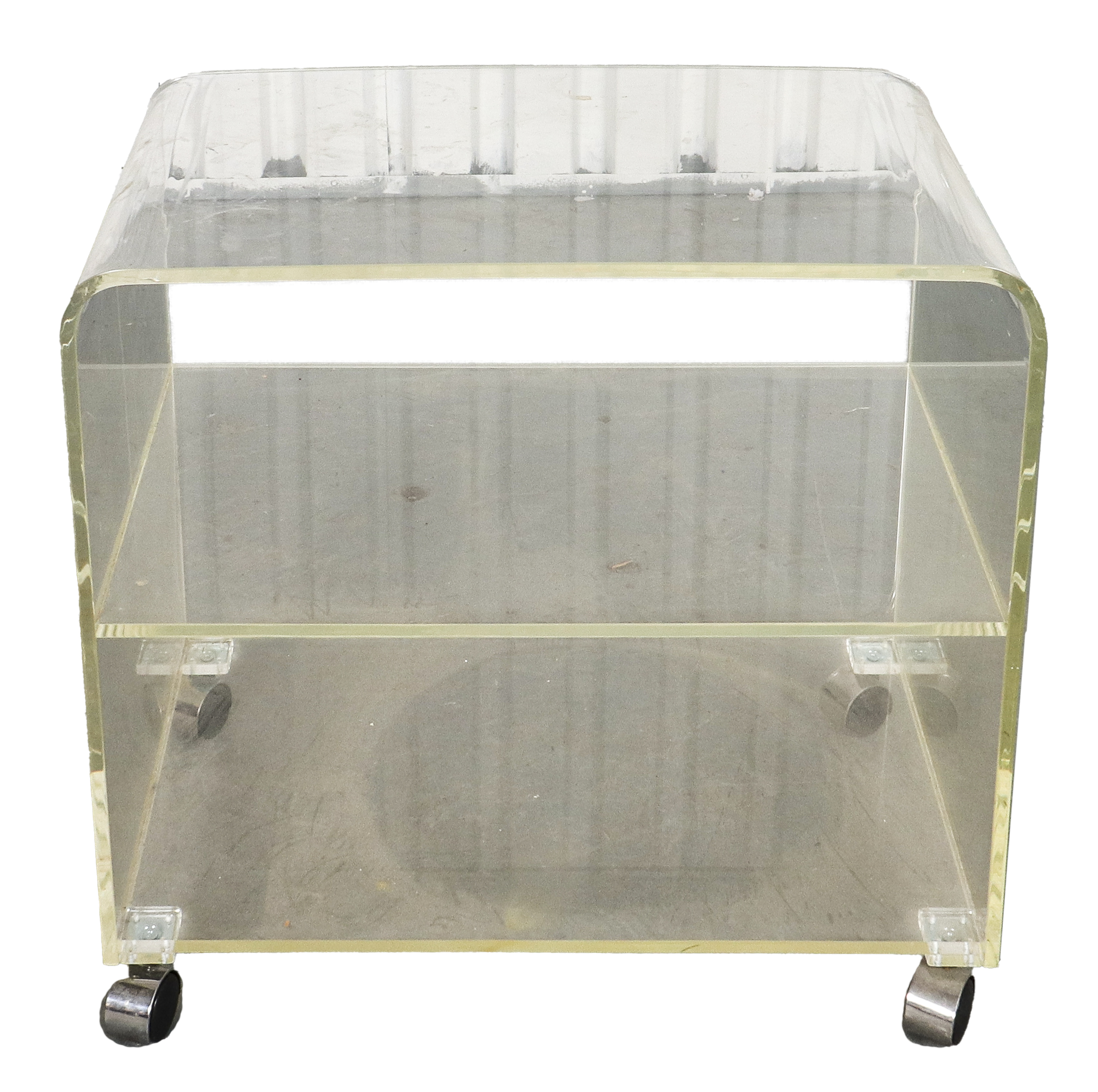 Appraisal: MODERN LUCITE WATERFALL SERVING CART CONSOLE Modern Lucite waterfall serving