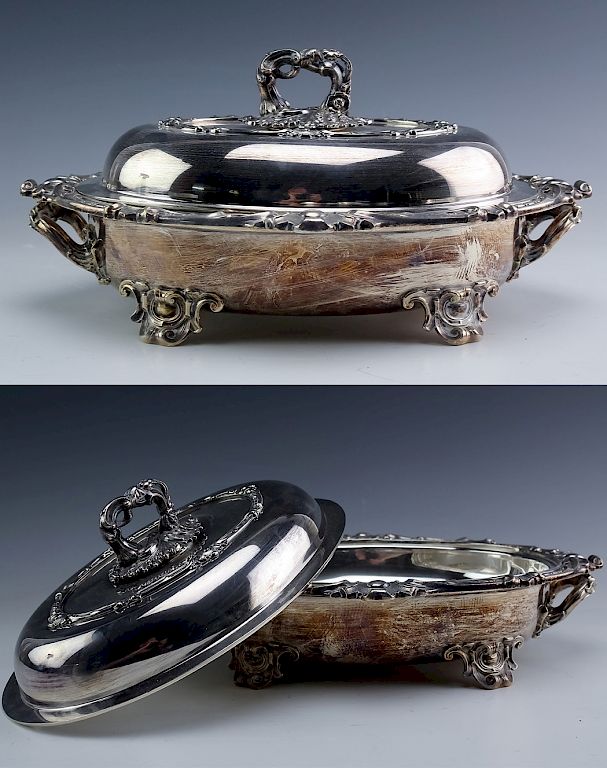 Appraisal: PR Elkington Silver Plate Chafing Serving Dishes Pair of silver