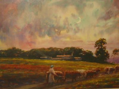 Appraisal: H BOOTH Drover and Cattle on a Country Lane at