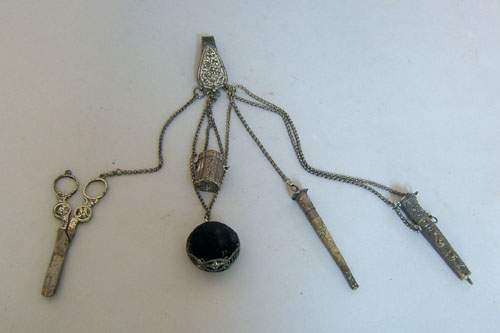 Appraisal: Victorian silver plated chatelaine th c