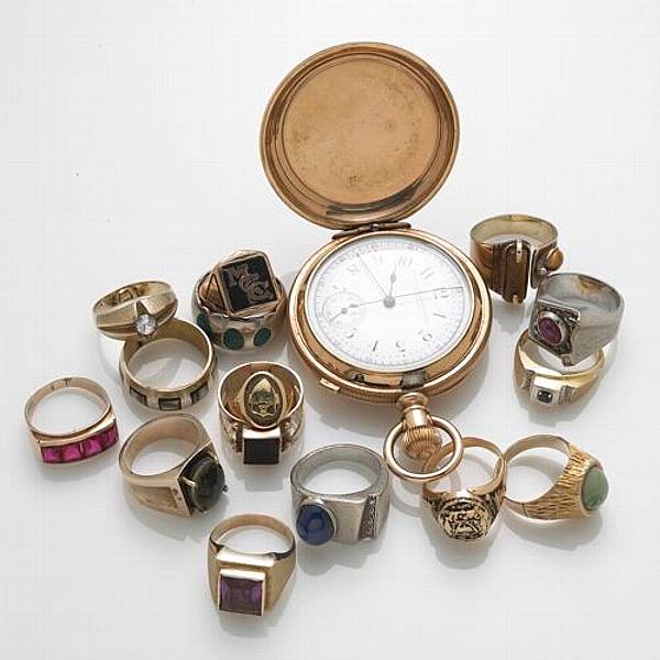 Appraisal: A collection of gem-set k k gold silver and gold-filled