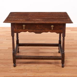 Appraisal: William Mary oak and walnut tavern table William Mary oak