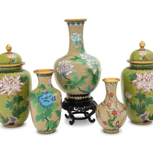 Appraisal: Chinese Cloisonn Enamel Articles th Century comprising a pair of