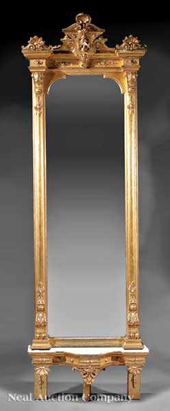 Appraisal: An American Renaissance Carved and Gilded Pier Mirror c anthemion