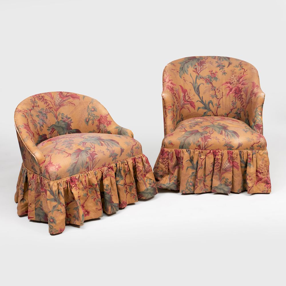 Appraisal: Upholstered Tub Chair and an Upholstered Slipper Chair in Floral