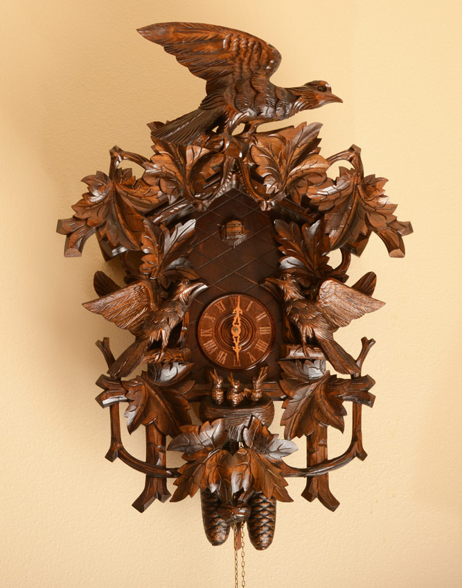 Appraisal: GAME ENHANCED BLACK FOREST CUCKOO CLOCK th century removable crest