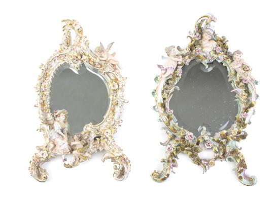 Appraisal: Sale Lot Two Continental Porcelain Mirrors each frame with applied