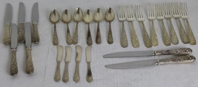 Appraisal: PCS OF KIRK SON FLATWARE IN FLORAL REPOUSSEPATTERN TO INCLUDE