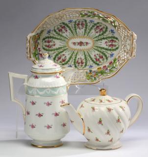 Appraisal: Group of three pieces of associated porcelain comprising a KPM