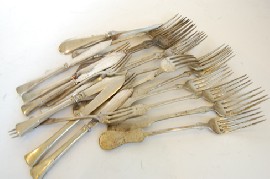 Appraisal: ONE BAG INCL AUSTRIAN SILVER AND AUSTRO HUNGARIAN SILVER FORKS