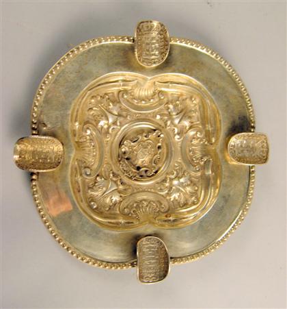 Appraisal: Portuguese silver ashtray Of quatrefoil form with a beaded edge