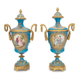 Appraisal: A Pair of S vres Style Gilt Bronze Mounted Porcelain