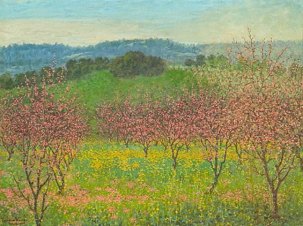 Appraisal: Theodore Wores - Peach blossoms Saratoga California signed titled and