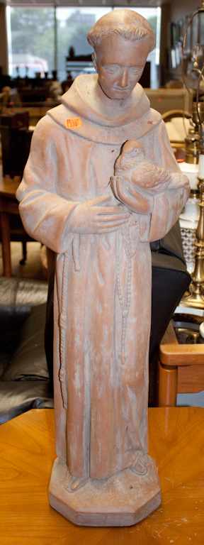 Appraisal: Cast and painted plaster figure of St Francis of Assisi