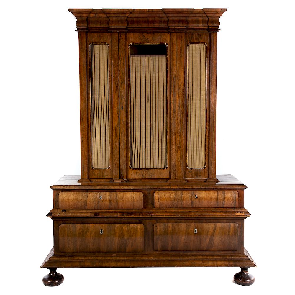 Appraisal: German Baroque Style Rosewood Cabinet Third quarter th century upper