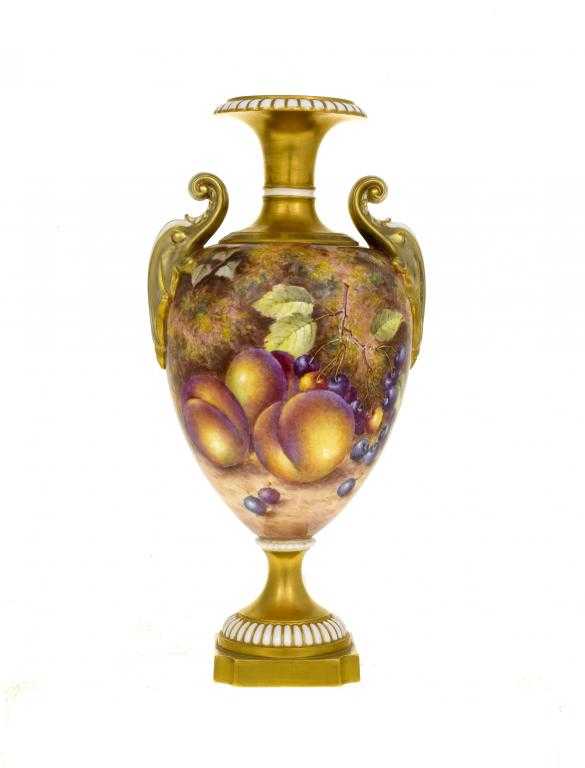 Appraisal: A ROYAL WORCESTER VASE of shield shape painted by Freeman