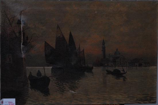 Appraisal: deRIBCOWSKY DEY OIL ON CANVAS Venetian scene with boats figures