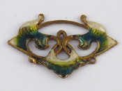 Appraisal: A gilt metal and enamel Art Nouveau pendant approx x