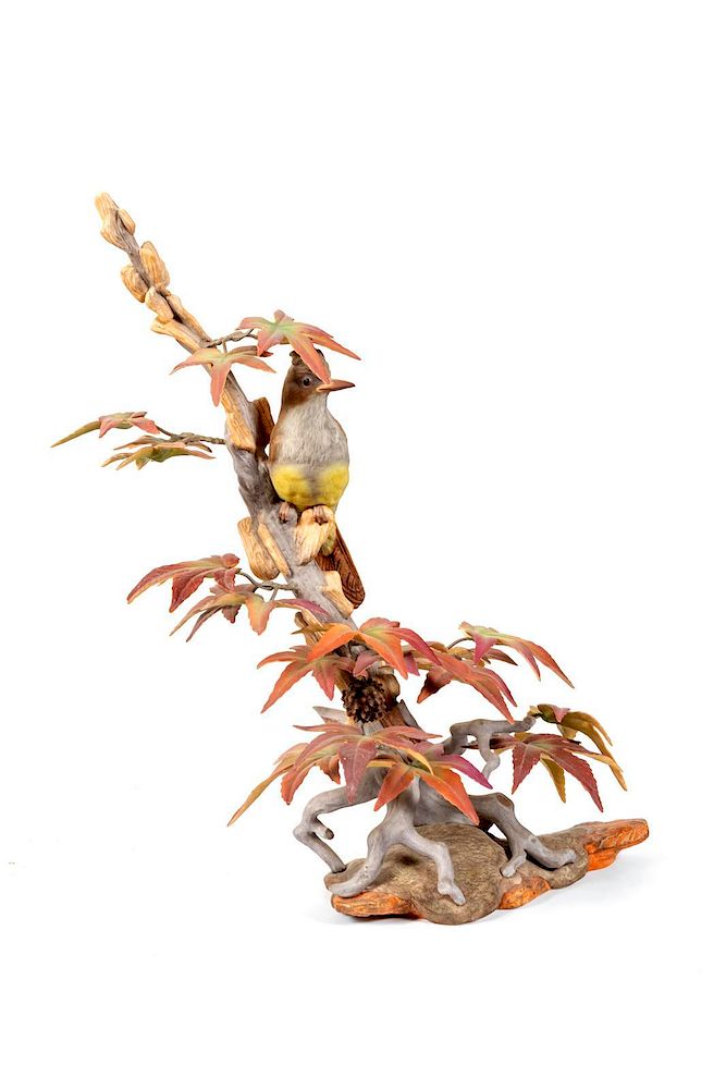 Appraisal: A Boehm Porcelain Marsh Harrier with Waterlillies Height inches A