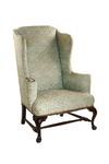 Appraisal: WING CHAIR - Custom mahogany frame Queen Anne style wing