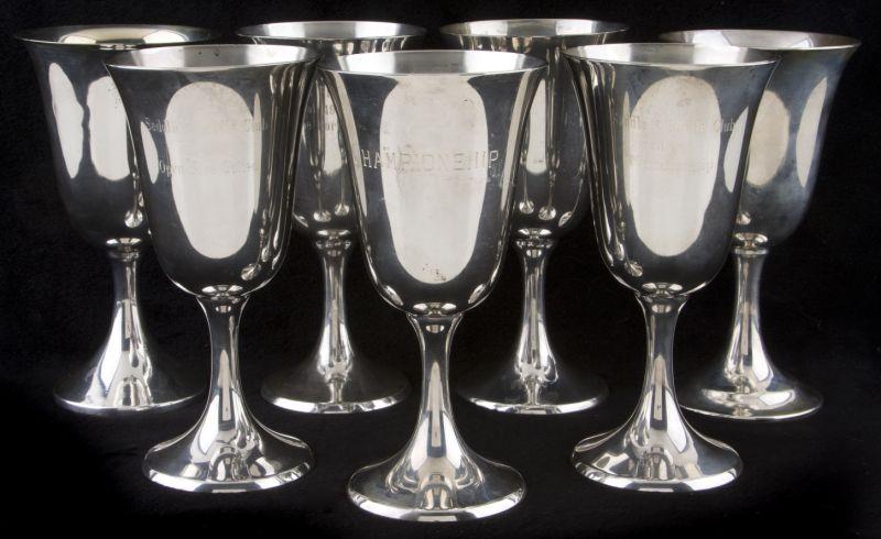 Appraisal: Assembled Set of Sterling Goblets by Manchester Silver Co pattern