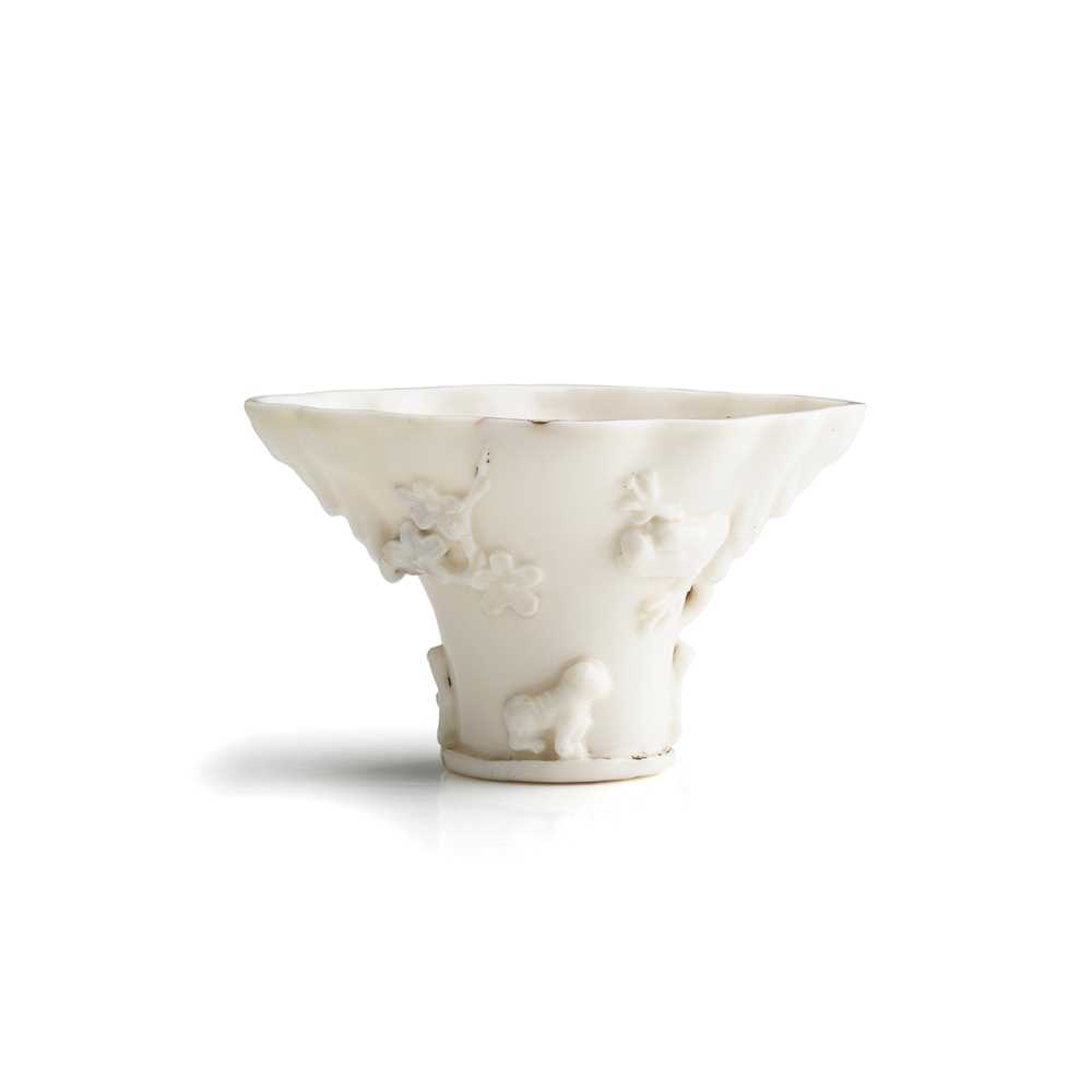 Appraisal: DEHUA LIBATION CUP LATE MING TO QING DYNASTY TH- TH