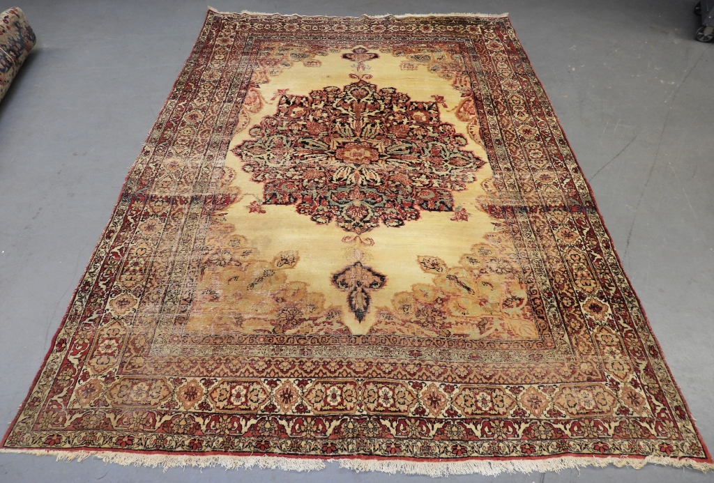 Appraisal: ANTIQUE LAVAR KERMAN RUG Middle East th CenturyNavy blue red