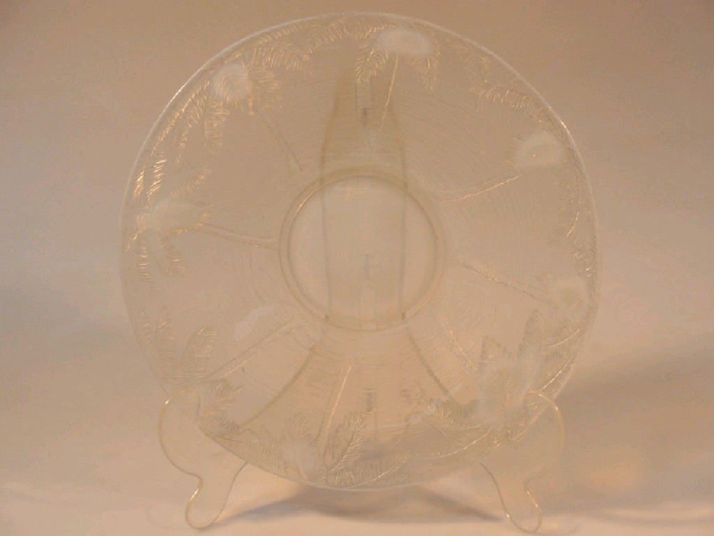 Appraisal: An opalescent moulded glass serving dish moulded with palm trees