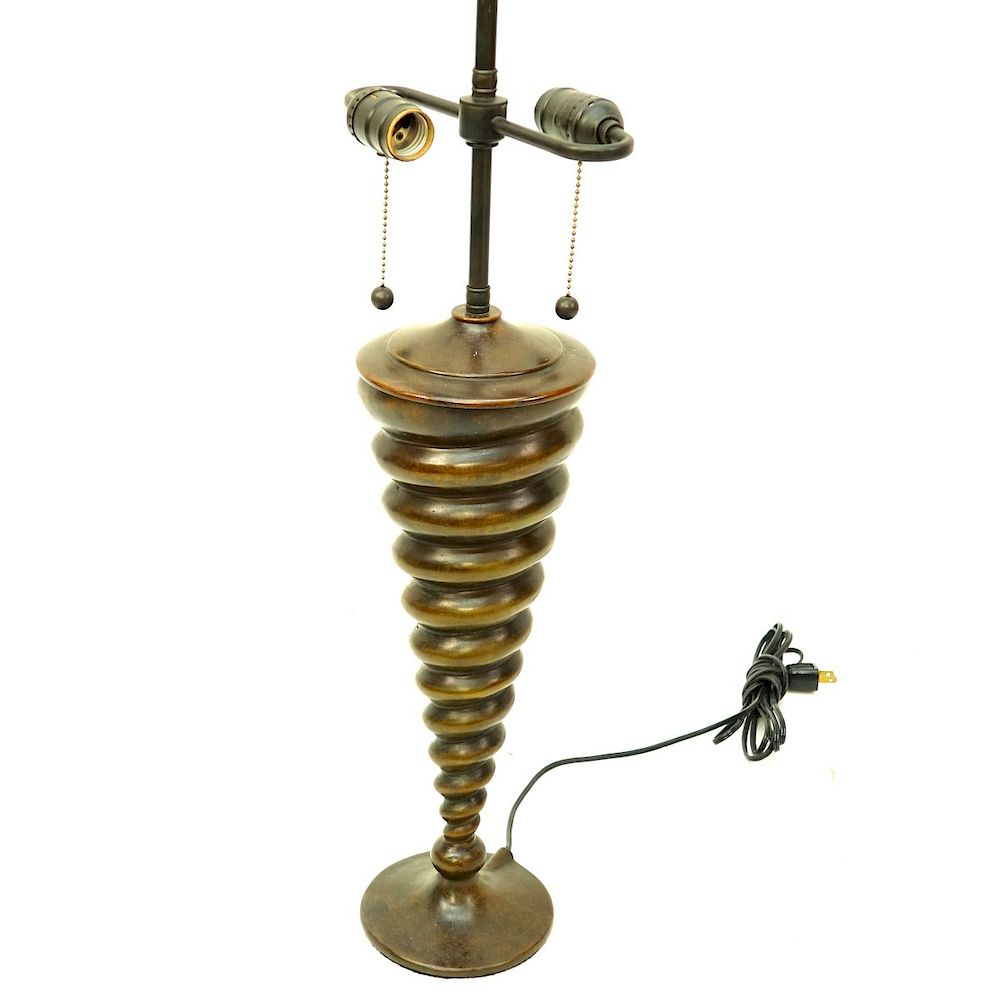 Appraisal: Bronze Lamp Contemporary Bronze Spiral Form Lamp Unsigned Measures -