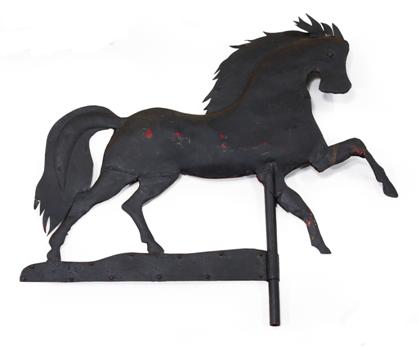 Appraisal: Sheet metal weathervane horse th century In the form of