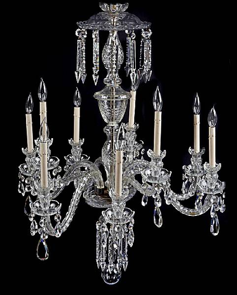 Appraisal: A Louis XV style cut glass nine light chandelier approximate