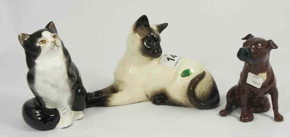 Appraisal: Beswick Siamese Cat Lying Staffordshire Bull Terrier JBD and a