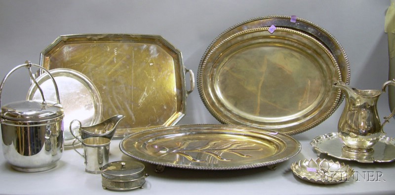 Appraisal: Twelve Silver Plated Serving Pieces six trays a Mappin Webb