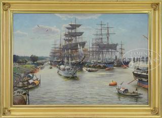 Appraisal: CHARLES ROBERT PATTERSON American - BUSY CALCUTTA HARBOR Large oil