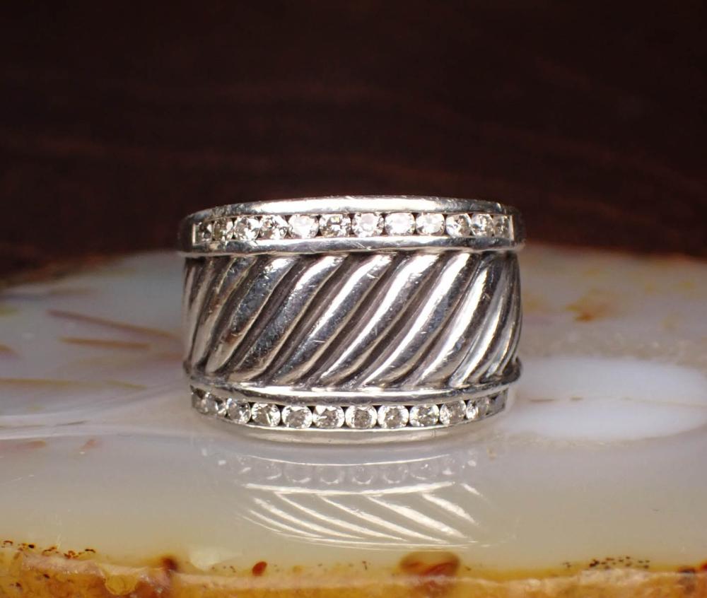 Appraisal: DAVID YURMAN DIAMOND AND STERLING SILVER RING channel set with