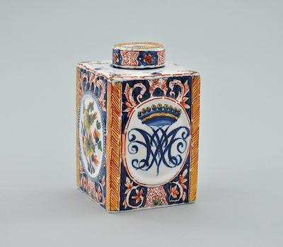 Appraisal: A Continental Faience Tea Canister Possibly Dutch De Drie Porceleyne