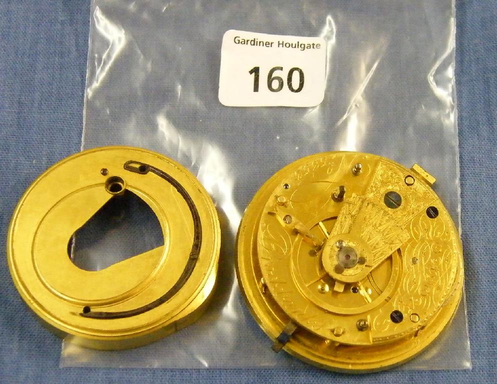 Appraisal: English fusee cylinder pocket watch movement signed Brockbanks London no