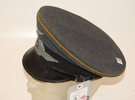 Appraisal: German WWII Luftwaffe enlisted man's visor cap Blue bodied wool