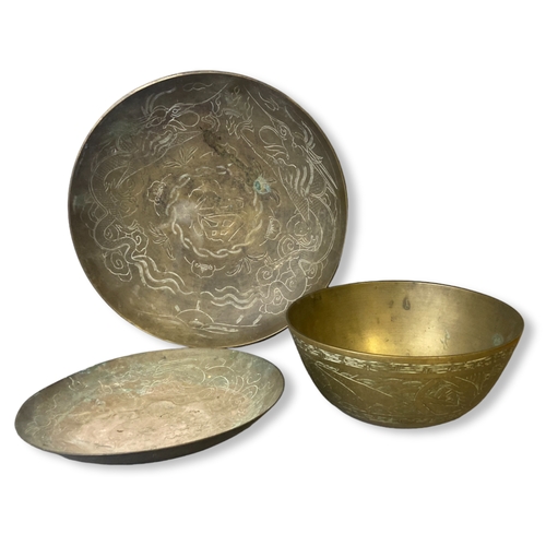 Appraisal: Three Chinese engraved Brass bowls