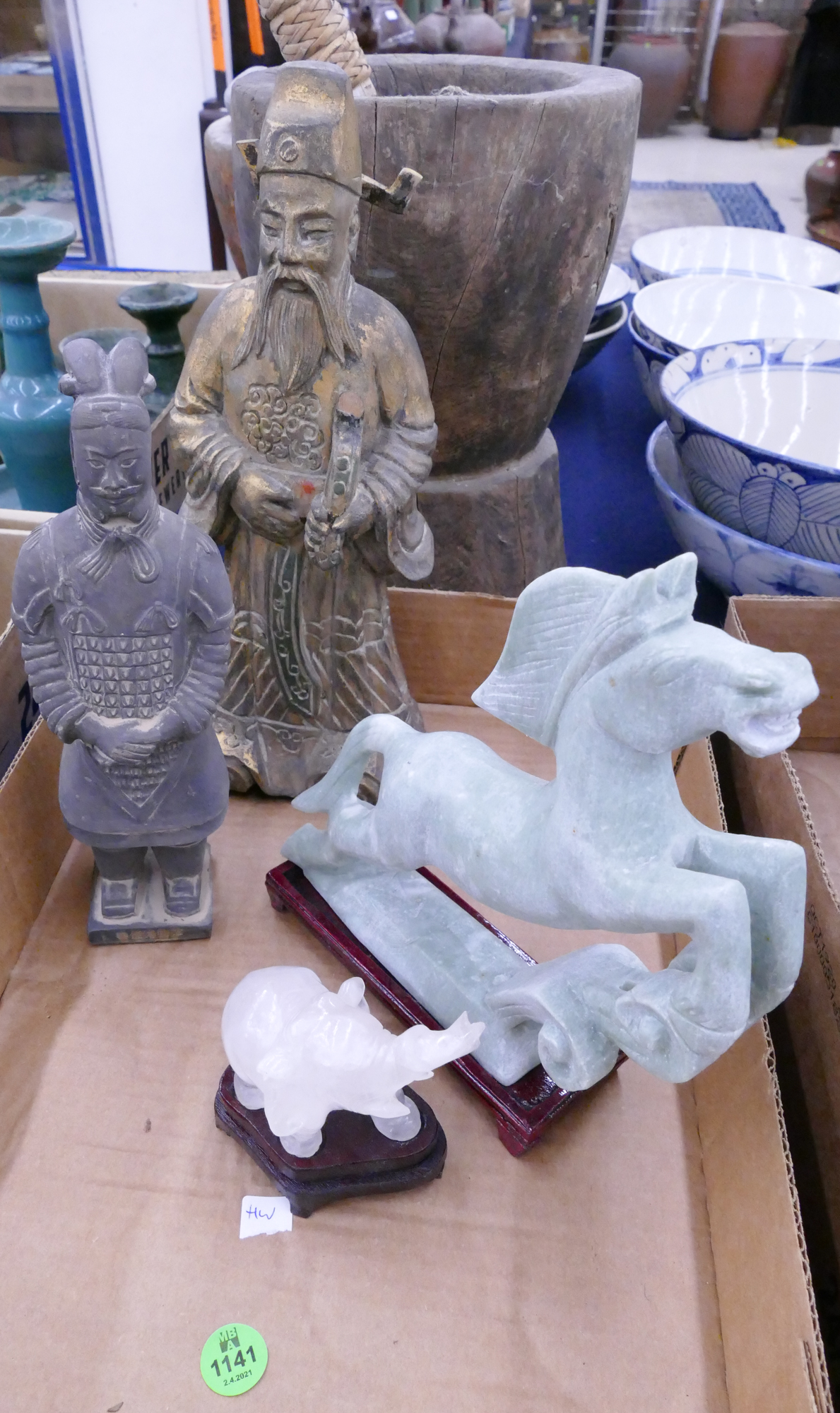 Appraisal: Box Chinese Stone Horse Etc