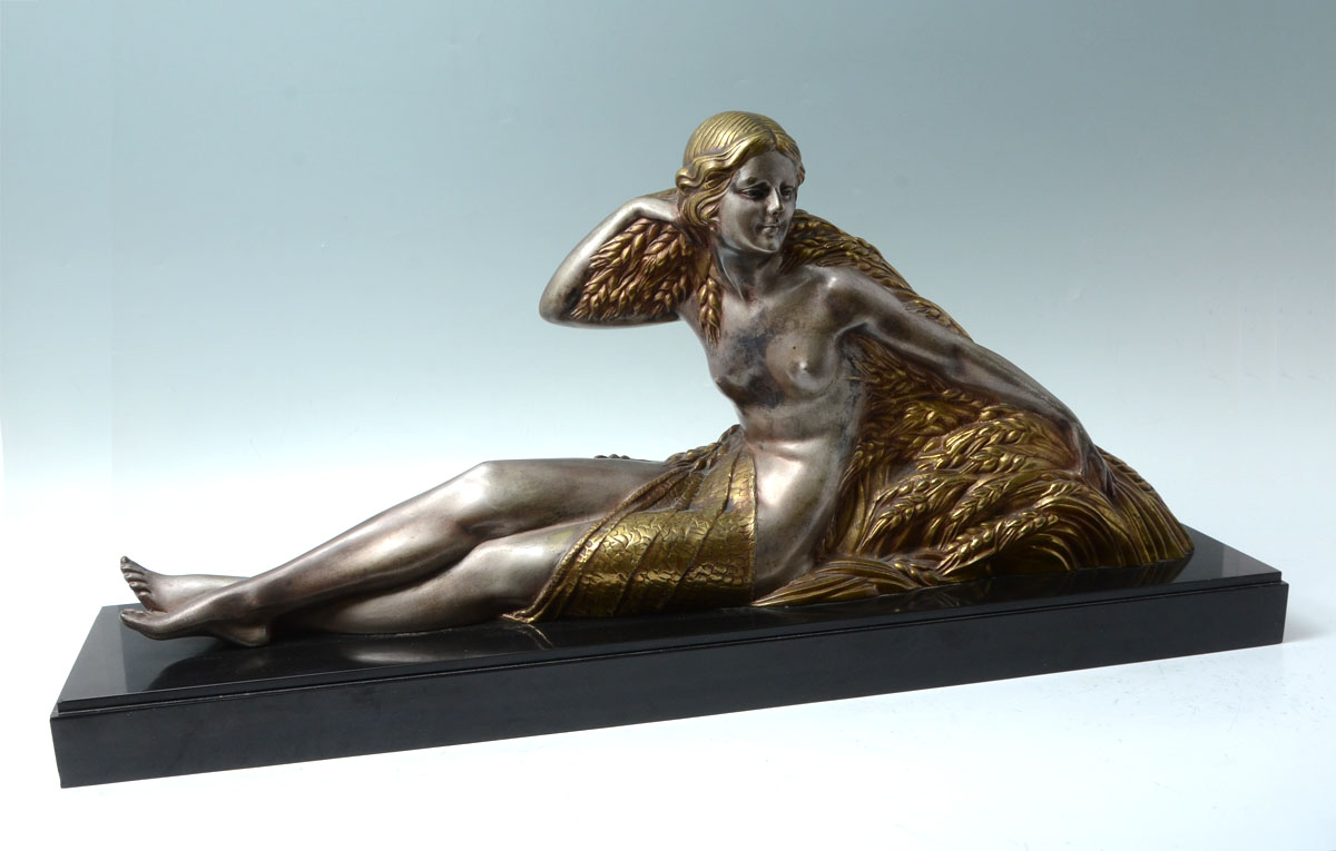 Appraisal: CHIPARUS Demetre Romanian - Woman With Wheat Bronze with Silver