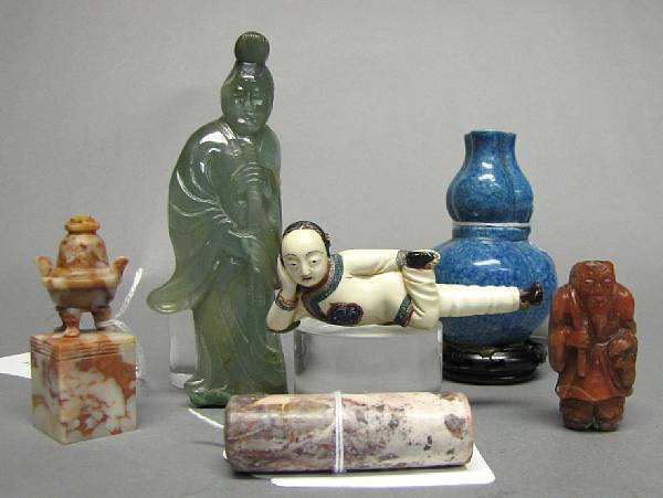 Appraisal: A group of miscellaneous Chinese decorations Including a jadeite figure