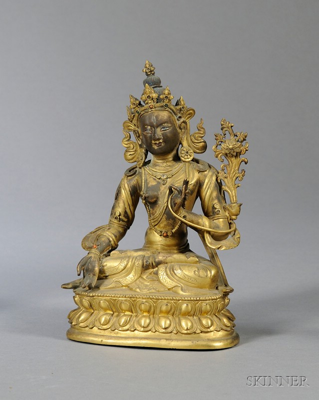 Appraisal: Gilt-bronze Image Sino-Tibetan th century seated figure of Sitara the