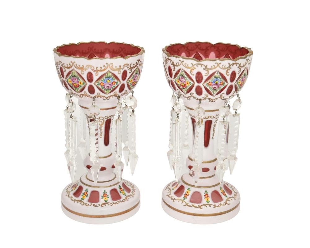 Appraisal: A PAIR OF BOHEMIAN CUT-GLASS LUSTERSA pair of Bohemian cut-glass