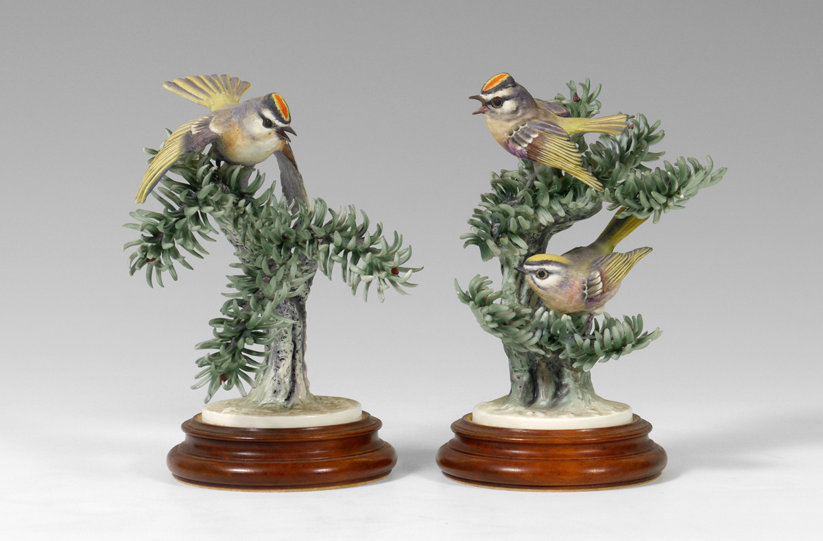 Appraisal: PAIR ROYAL WORCESTER DOROTHY DOUGHTY BIRDS GOLDEN-CROWNED KINGLET Sitting in