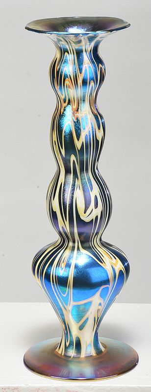 Appraisal: Quezal King Tut Art Glass Vase early th century four