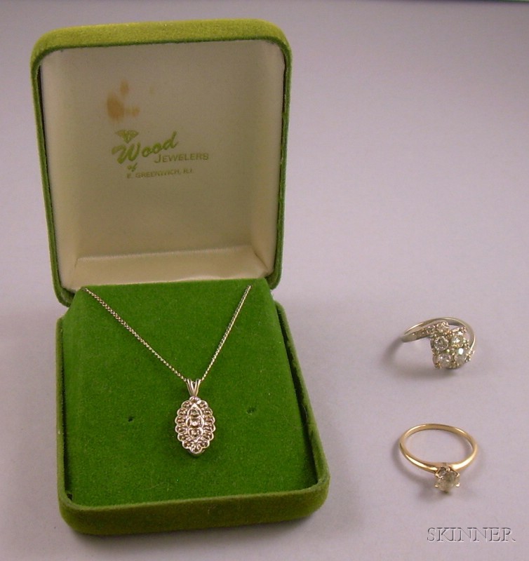 Appraisal: Three Pieces of Gold Jewelry including a kt white gold