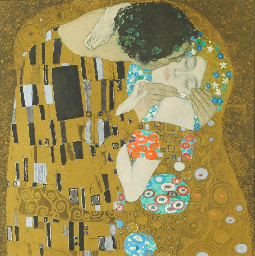 Appraisal: AFTER GUSTAV KLIMT - TWO FIGUREScollotype matted and framed under