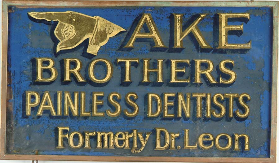 Appraisal: AKE DENTIST SIGN R O G sign in copper frame