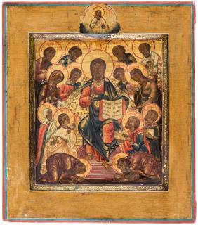 Appraisal: A RUSSIAN ICON OF CHRIST AND THE APOSTLES TH CENTURY